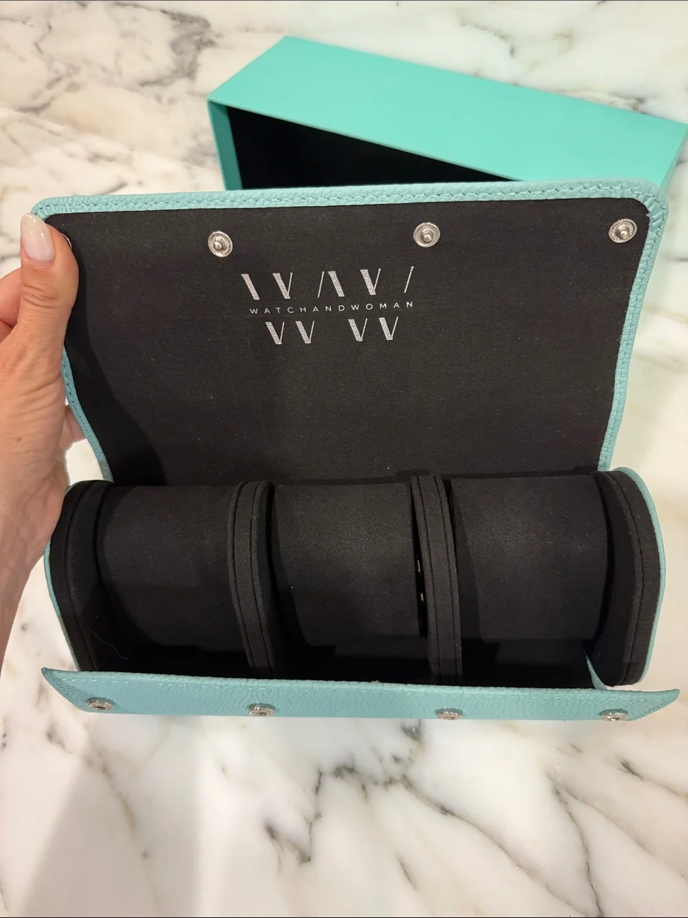 Seafoam Blue Jewelry Travel Roll with Matching Box